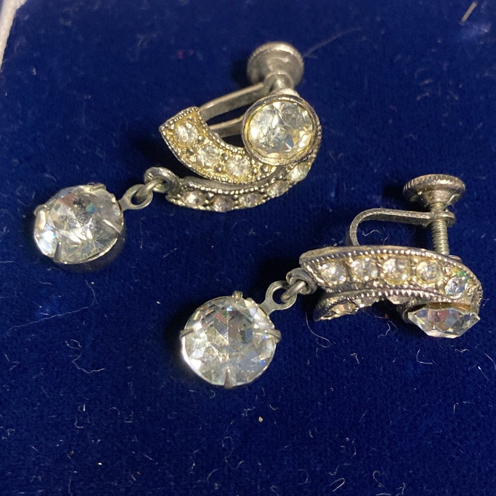 Estate Gatsby style Dangle Rhinestone Earrings